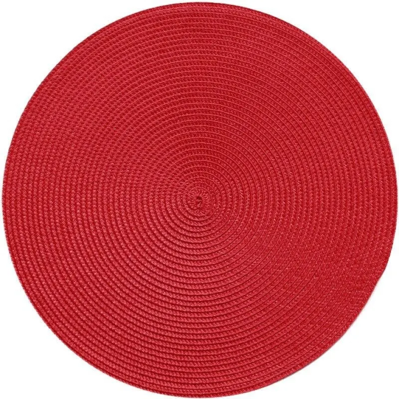 1pc Round Woven Placemats PP Waterproof Dining Table Mat Non-Slip Napkin Disc Bowl Pads Drink Cup Coasters Kitchen Decoration
