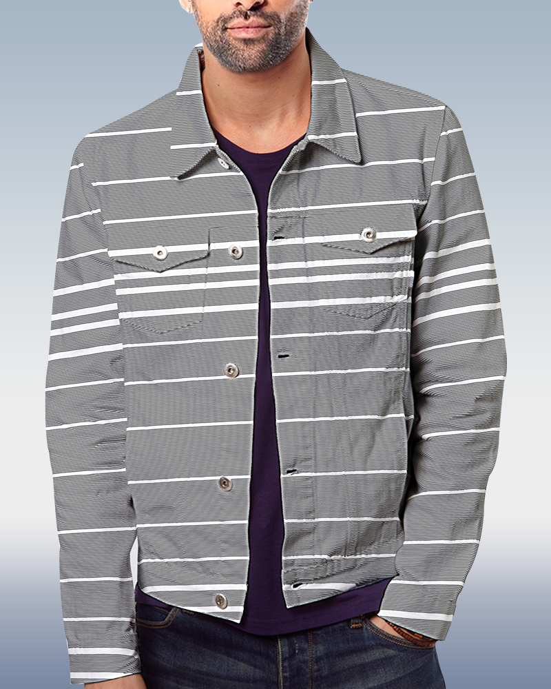 Men's Casual Striped Pattern Jacket  034