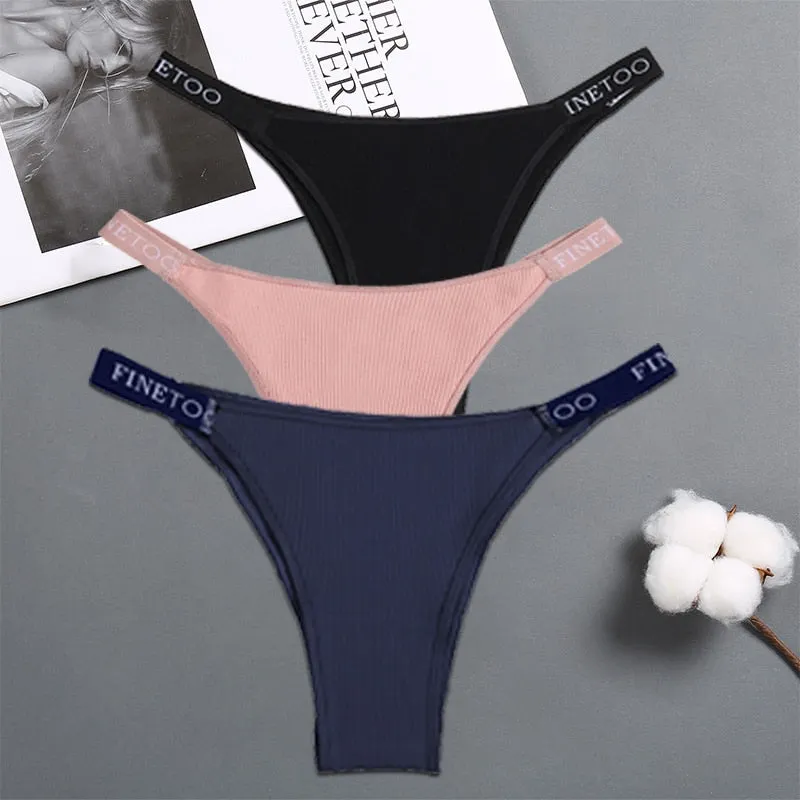 FINETOO 3PCS/Set Women's Lingerie Panties Cotton Gstring Female Underpants Sexy Letter Panties Thong Pantys Underwear Intimates