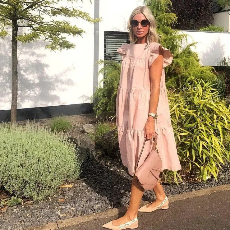 Brownm Casual Slouchy Sweet Vacation Dress Dresses