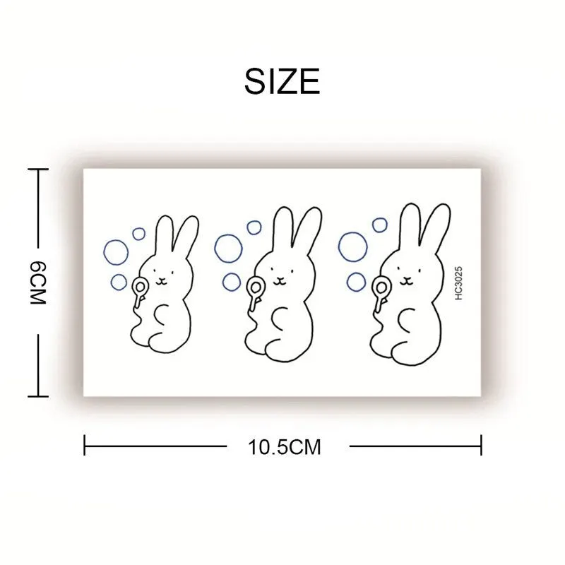 2pcs Geometric Planet Fashion Temporary Tattoo Sticker Cute Rainbow Rabbit Cat Colorful Arm Body Art Large Fake Tattoo Sticker
