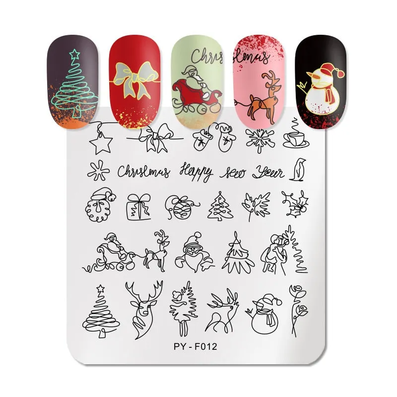 PICT YOU Nail Stamping Plates Snow Winter Nail Art Stamp Template idea nail Image Plate Stainless Steel Stencil Tools-Nail Inspo