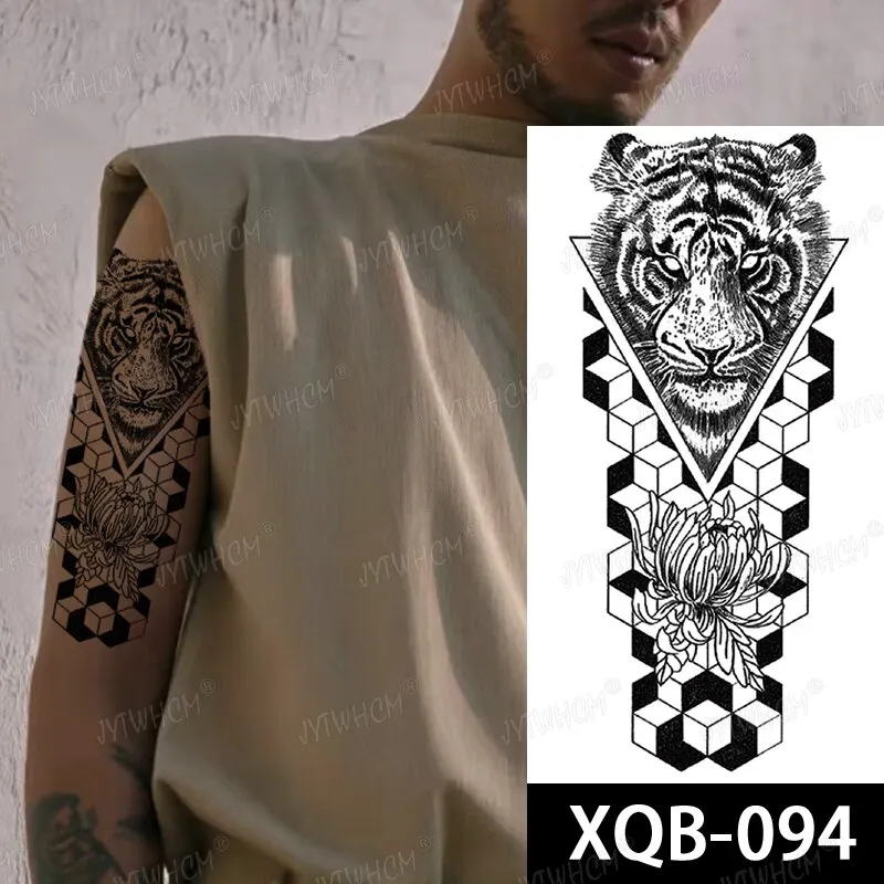 Sdrawing Hot Water Transfer Fake Tattoo Waterproof Temporary Tattoo Sticker For Men Women Wolf Arm Neck Tattoo Flash Tattoo Sleeve