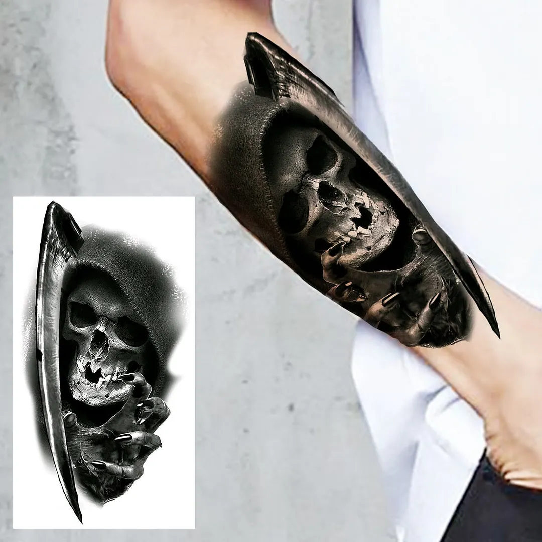 Halloween Clown Joker Scary Temporary Tattoos For Men Women Realistic Scary Lion Waterproof Tattoo Forearm Tatoos Vampire