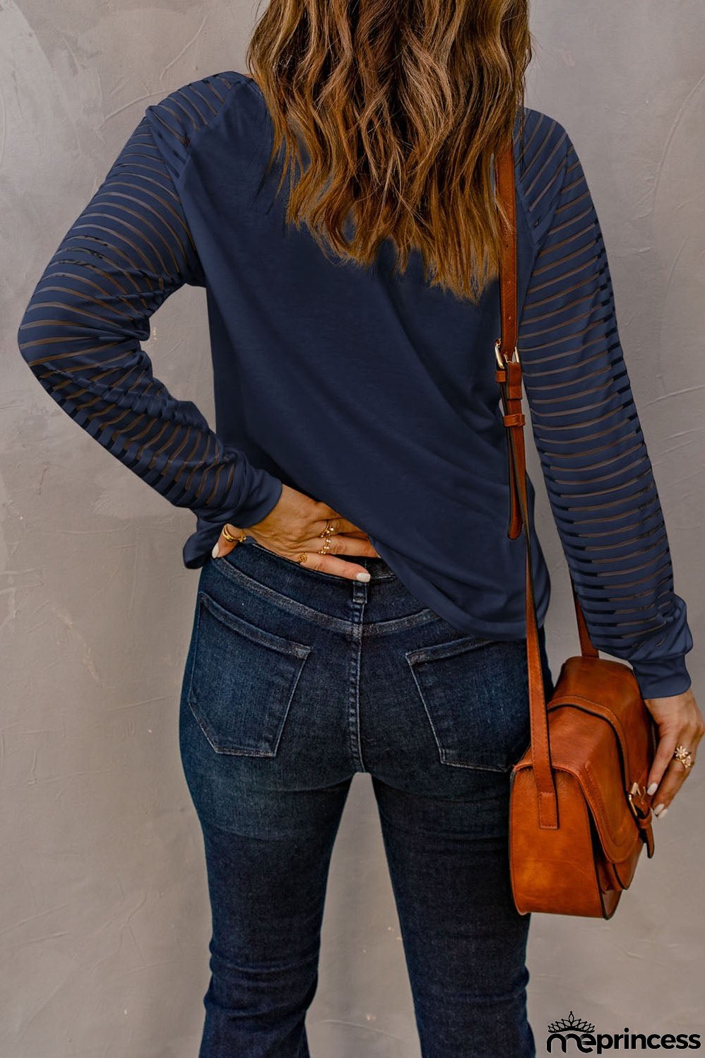Stripe Long Sleeve Large Fashion Simple V-Neck T-Shirt