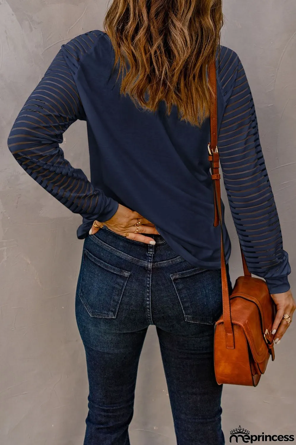 Stripe Long Sleeve Large Fashion Simple V-Neck T-Shirt