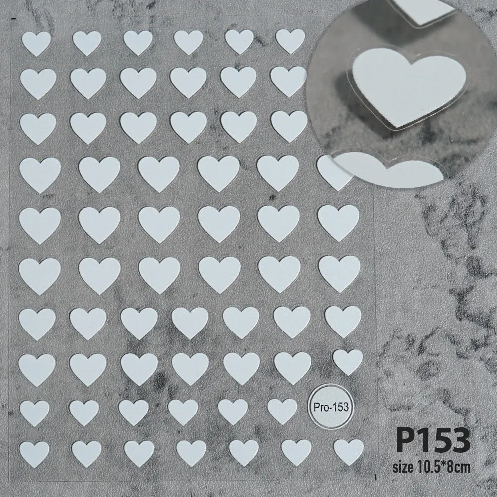 Heart & Star Bubble Cute Image Quality 3D Engraved Nail Stickers Nail Art Decorations Nail Decals Design