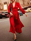 Lace-Up Falbala Long Sleeves Maxi Dresses
