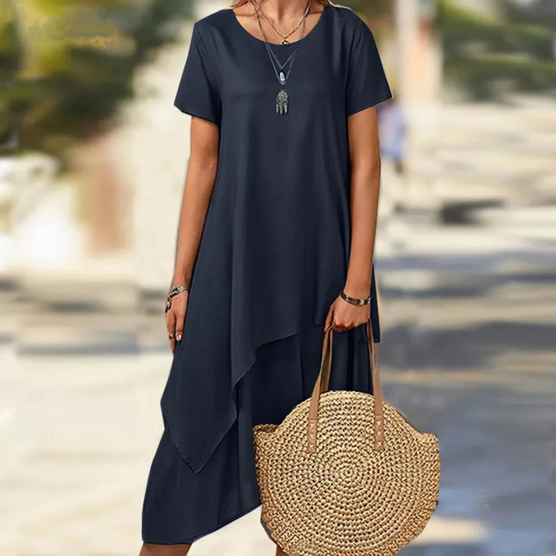 Plus Size Solid Color Midi T-shirt Dress