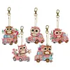 5Pcs DIY Diamond Painting Owl Keychain