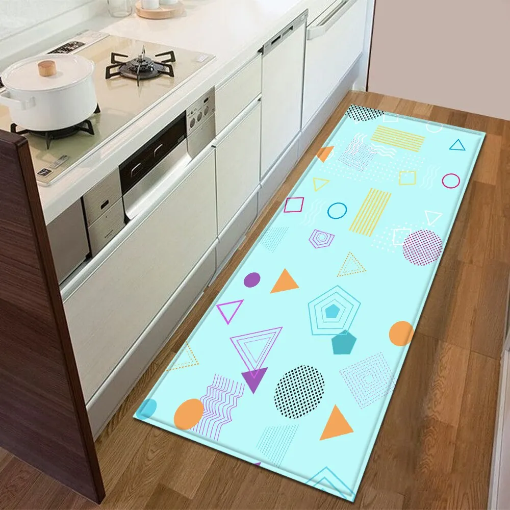 Kitchen Mat Bedroom Entrance Doormat 3D Geometric Pattern Home Floor Decoration Living Room Carpet Bathroom Non-Slip Rug