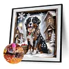 Chiot En Hiver Neige Sp&eacute;ciale Forme Diamant Peinture-30 * 30CM