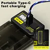 LED+COB Mini Keychain Flashlight 380LM Type-C Rechargeable for Camping (Black)