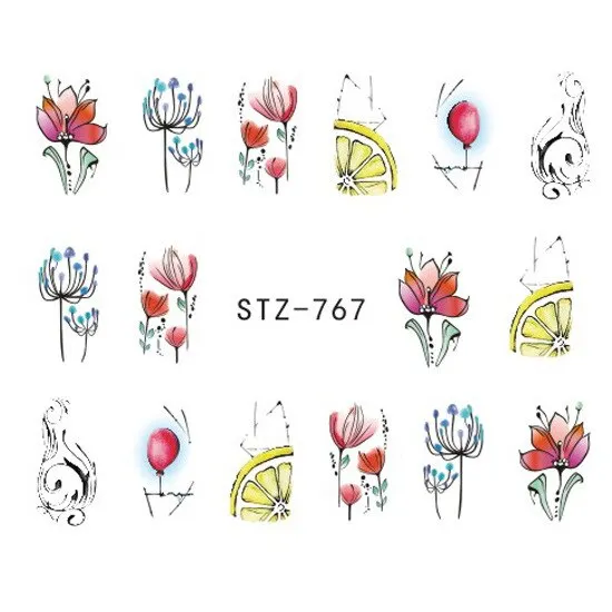 Nail Stickers Water Transfer Necklace Petals Feathers Hanging Flowers Designs Nail Decal Decoration Tips For Beauty Salons-Nail Inspo