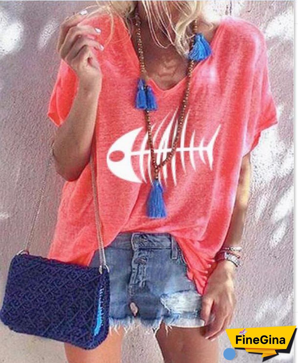 Fashion Plus Size Women Printed Holiday Daily Blouse