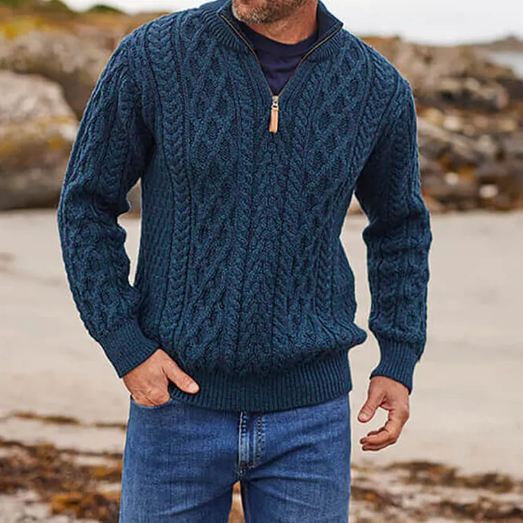 Men's Vintage The Scottish Half-Zip Aran Sweater