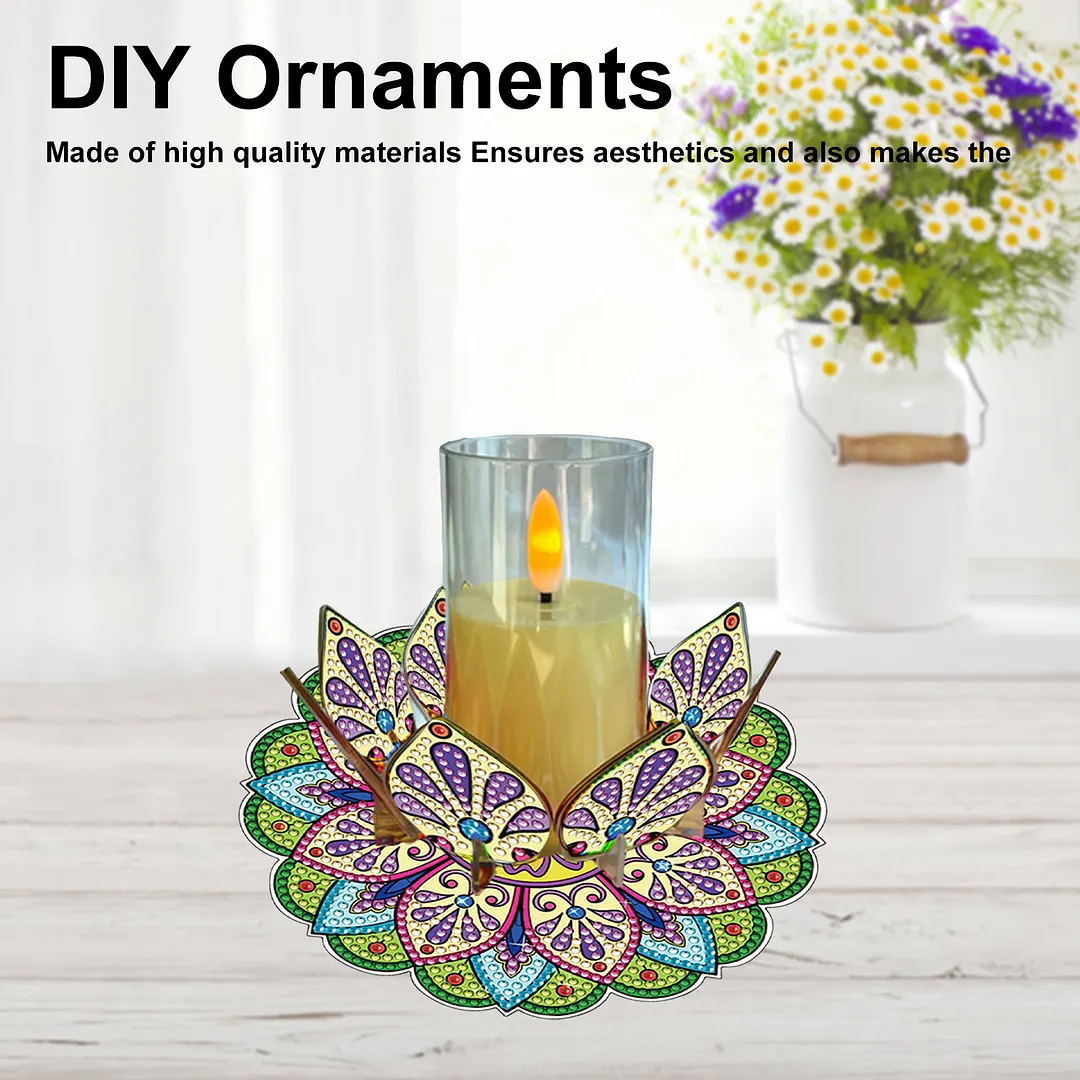 Mandala Lotus-M Acrylic DIY Diamond Painting Candle Holders Without Candles Crystal Painting Tealight Candle Stand Table Centerpiece for Adults Beginners Home Party Decor