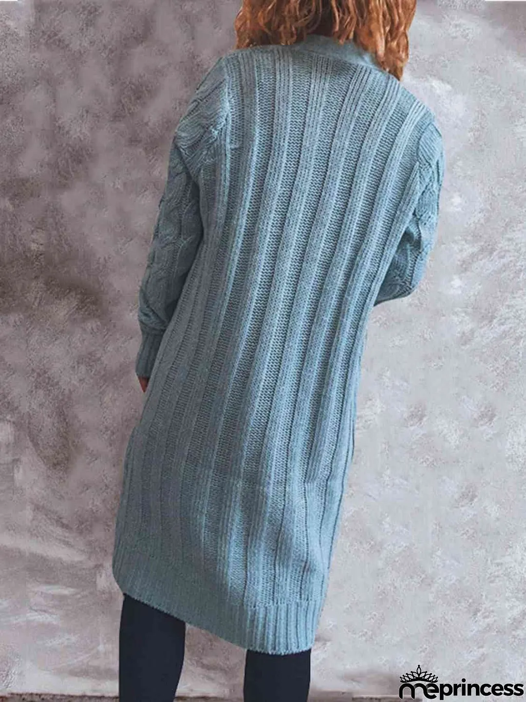 Button Up Cable-Knit Cardigan with Pockets
