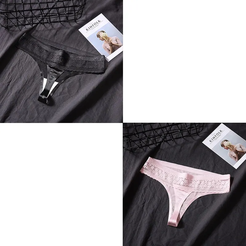 2 Pcs Sexy Seamless Underwear For Woman Female Lace Thong Women Sexy Lingerie Panties Woman G-string Women's Thong New BANNIROU