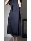 High-end Light Luxury French Romantic Knee-length Ice Silk Short-sleeved Drape Dress