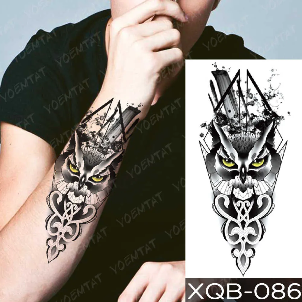 Sdrawing Sdrawing Temporary Sleeve Arm tattoo Sticker Lion Clock Tiger Gear Skeleton Rose tattoos Body Art Fake tatoo Men Women Black