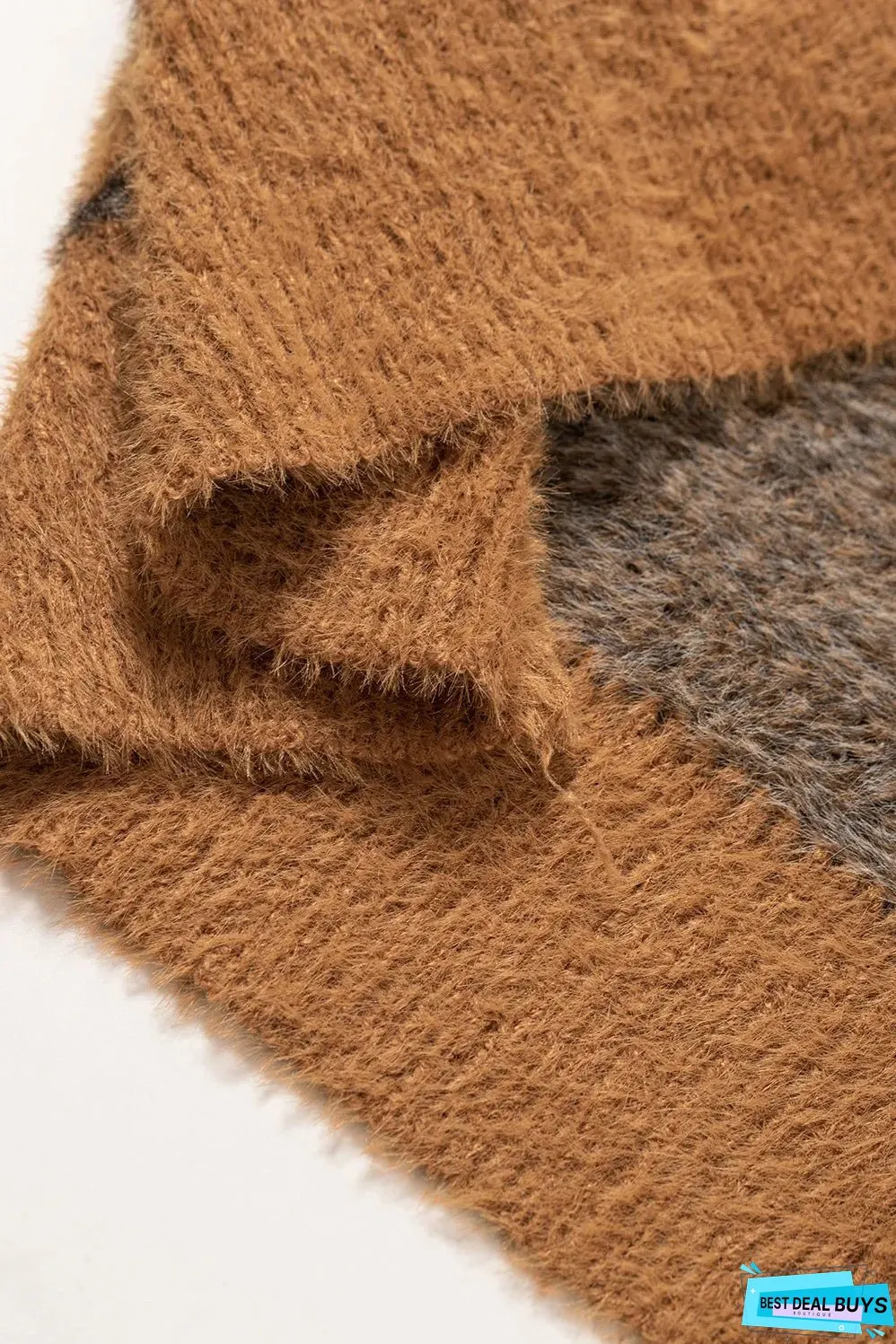 Brown Leopard Print Fur Cardigan