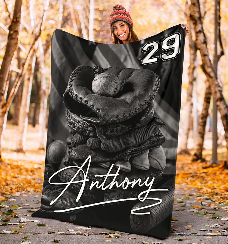 Personalized Baseball Blanket, Baseball Boy Sherpa Fleece Blanket | BKKid505