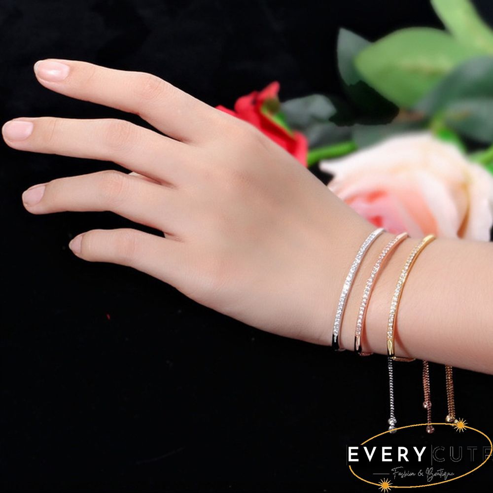 Luxury Women's Fashion Jewelry Accessories 925 Sterling Silver & Rose Gold & Gold Bracelets White sapphire Adjustable Chain Bracelet for Women Charm Anniversary Gift