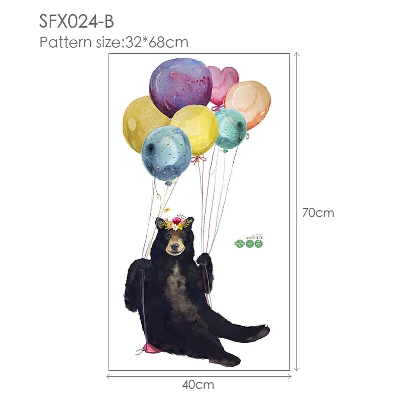 Animal Cartoon Wall Stickers For Kids Rooms Balloon Bunny Decorative 3D Wall Stickers For Children Rooms Large Kids Wall Decals