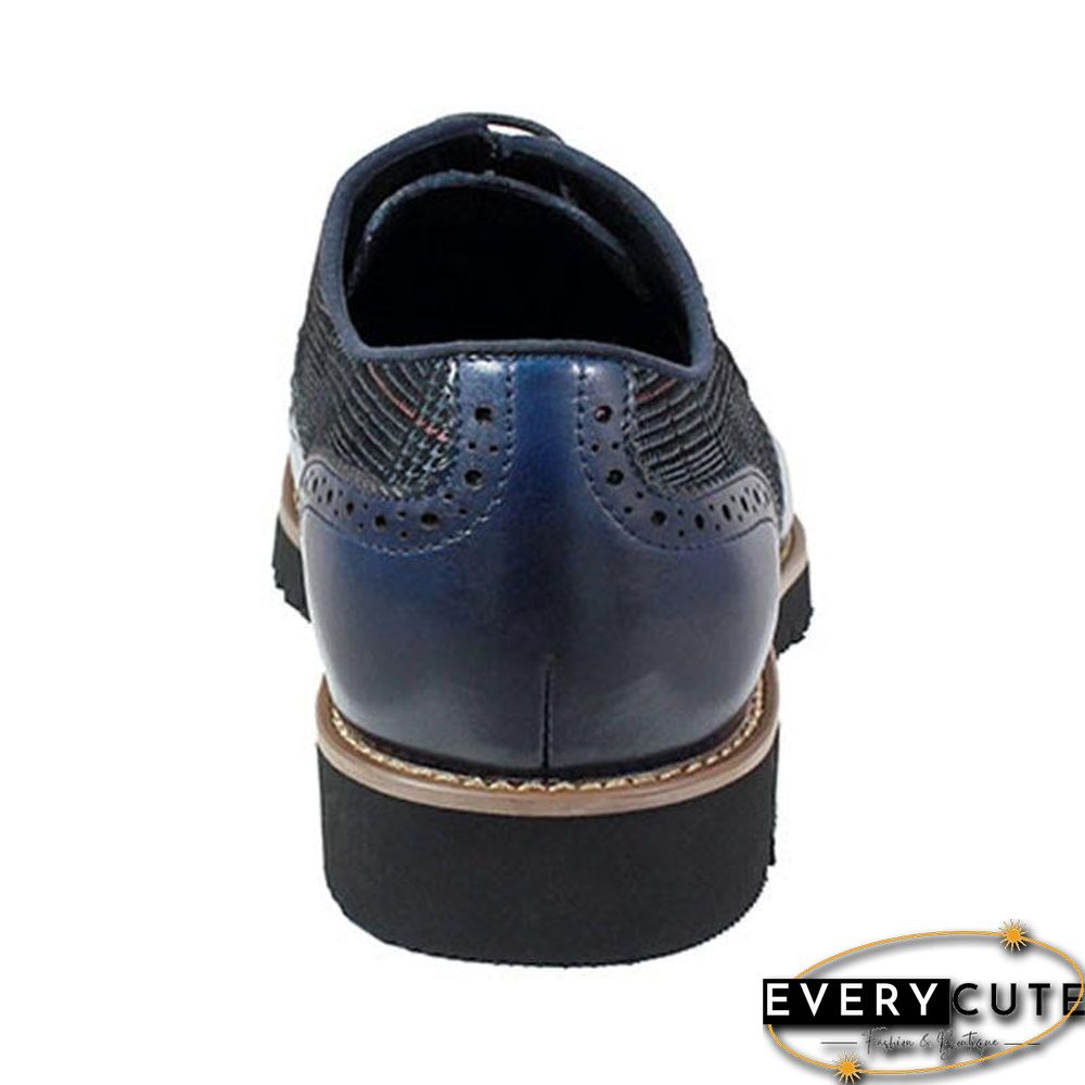 Men's Fashion Lattice Spliced Leather Brogue Shoes