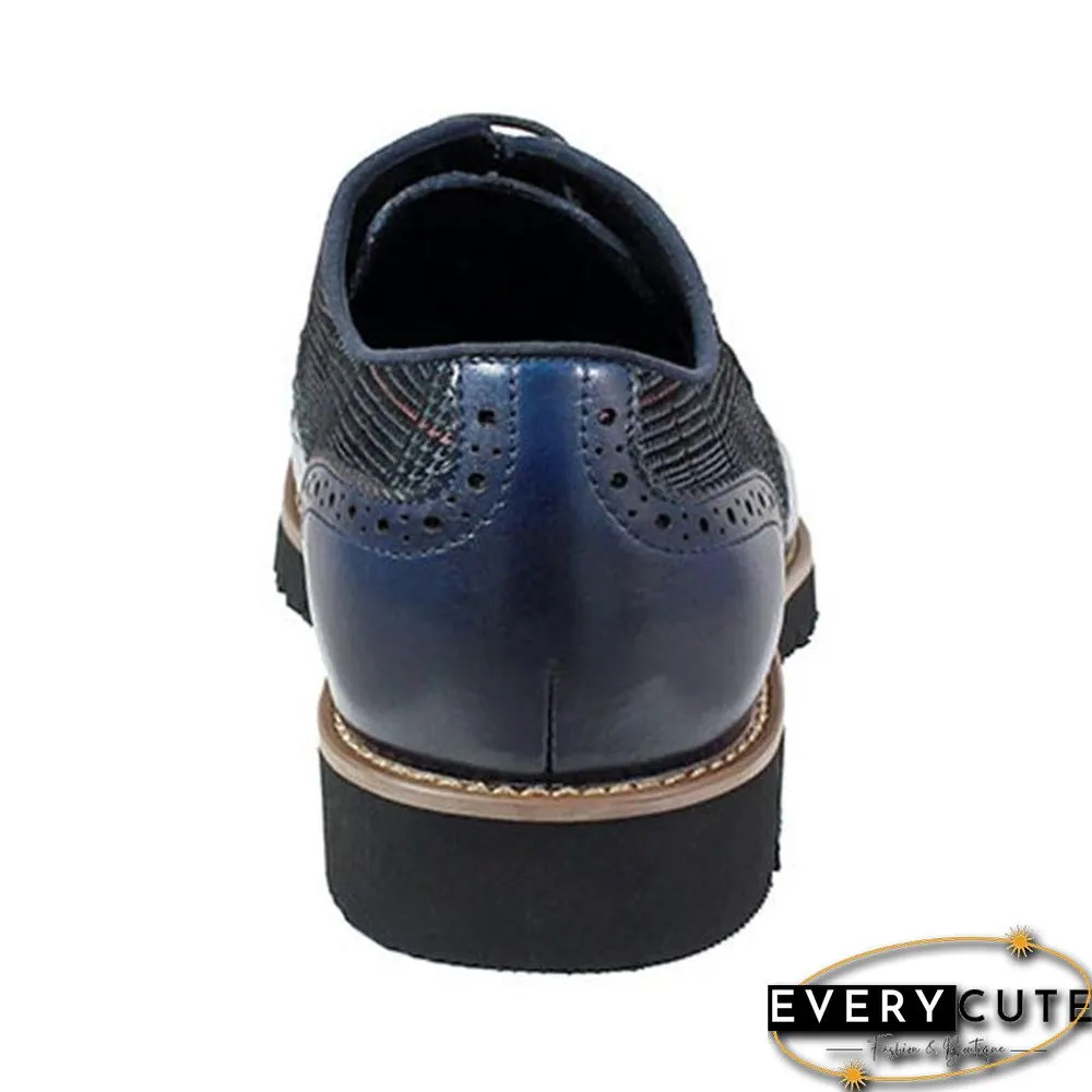 Men's Fashion Lattice Spliced Leather Brogue Shoes