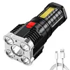 5COB+LED 500LM Portable Flashlight USB Rechargeable Power Display Torch
