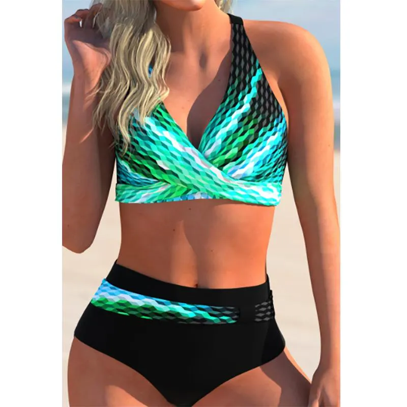 New High Waist Bikini Women Push Up Sexy Swimwear Bathing Suit Set Female 2022 Summer Casual Print Swimsuit Beachwear Plus Size
