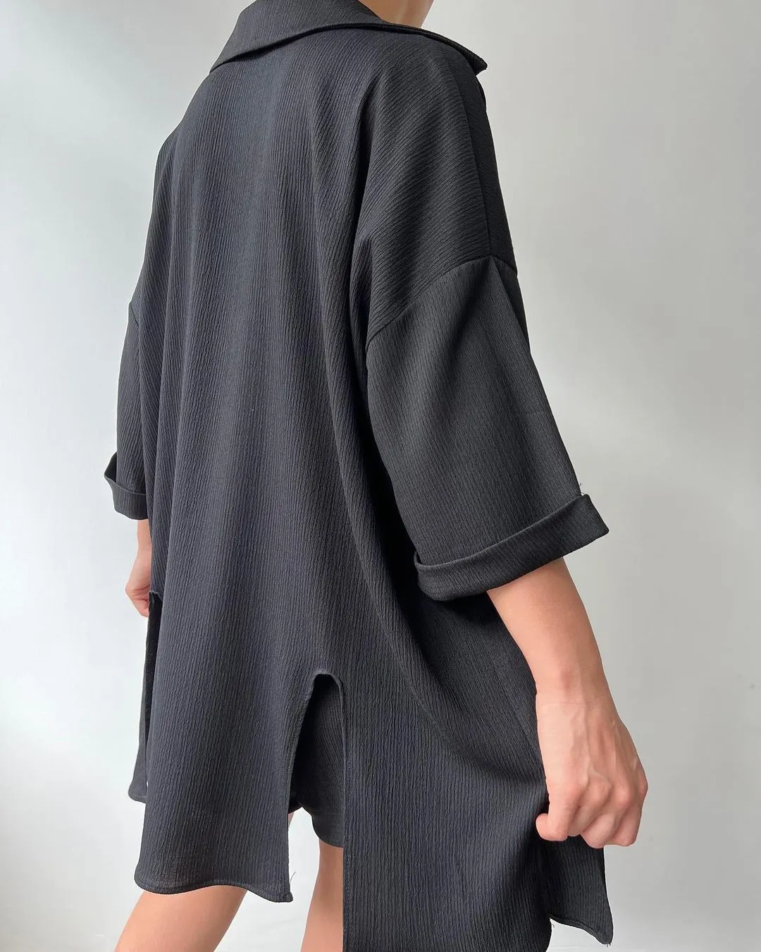 Nigikala Nigikala New Personalized Open Fork Mid-Sleeve Shirt Shorts Set