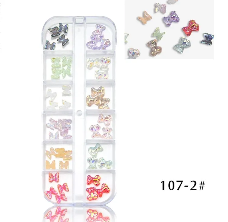 48pcs Mixed Size Aurora Little Bear Nail Art Accessories Resin Kawaii Bear Stereo FlatBack 3D Fashion Fingernail DIY Decoration-Nail Inspo
