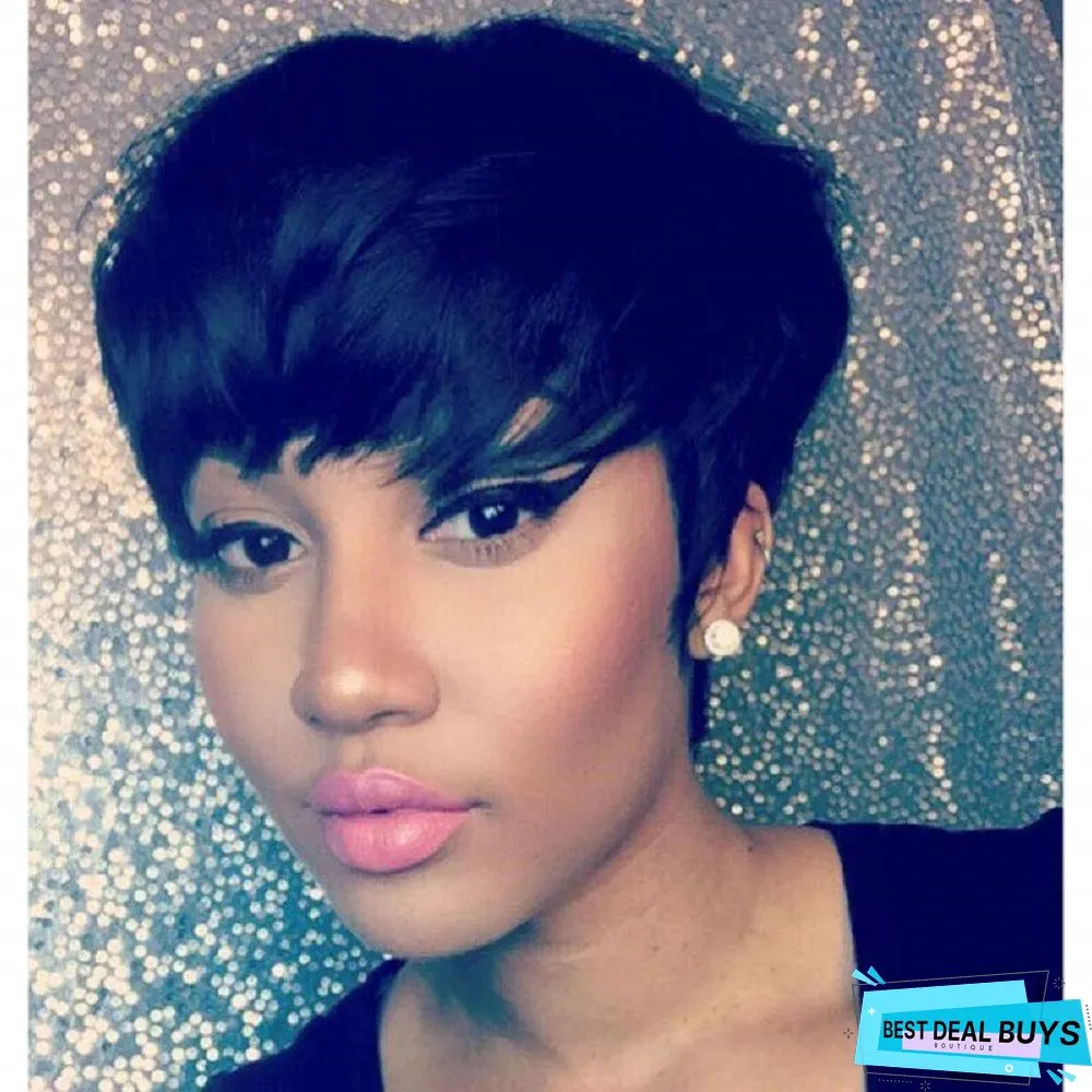 Fashion Short Hair Black Chemical Fiber High Temperature Silk Short Headgear