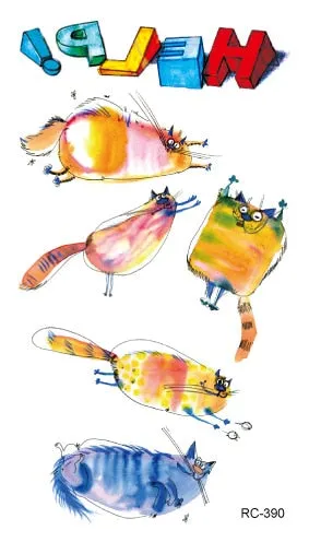 52 Kinds Watercolor Animals Fake Tattoos Temporary Cat Flamingo Wolf Whale Fox Butterfly Waterproof Tatto Stickers Small Size