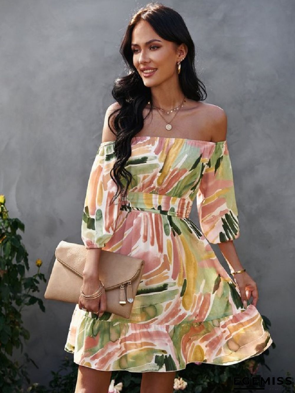 Bow Print Wrapped Dress | EGEMISS