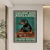 Time Spent With Books&Dogs It Never Wasted-11CT Stamped Cross Stitch 40*60cm(Big Size)