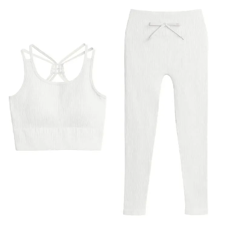 SVOKOR Sport Two Piece Sets Women Gym Tracksuits Workout 2Pcs Sexy Running Leggings Cycling Shorts Fitness Vest Short Crop Tops