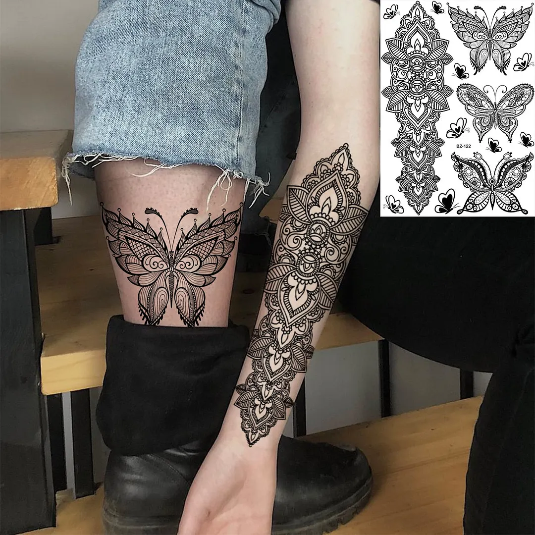 Black Rose Flower Sexy Temporary Tattoos For Women Adult Thigh Peony Skull Realistic Fake Tattoo Sexy Washable Tatoos Sticker