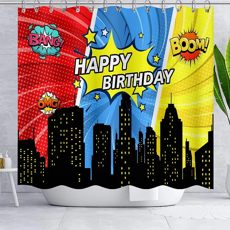 Superhero Waterproof Shower Curtains With 12 Hooks