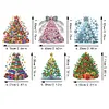 (US Local)6PCS  Christmas Tree DIY Diamond Painting Keychain Diamond Art Keyrings