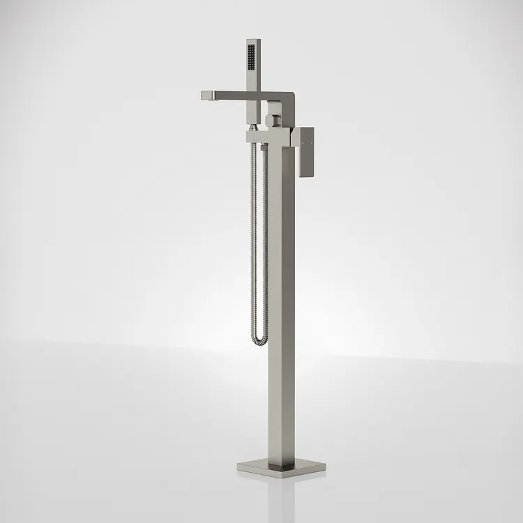 EVERSTEIN 33.9" Floor-Mounted Bathtub Filler in Brushed Nickel