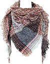 Women's Warm Woollen Scarf Triangle Shawls Winter Scarves Stripe Plaid Scarf