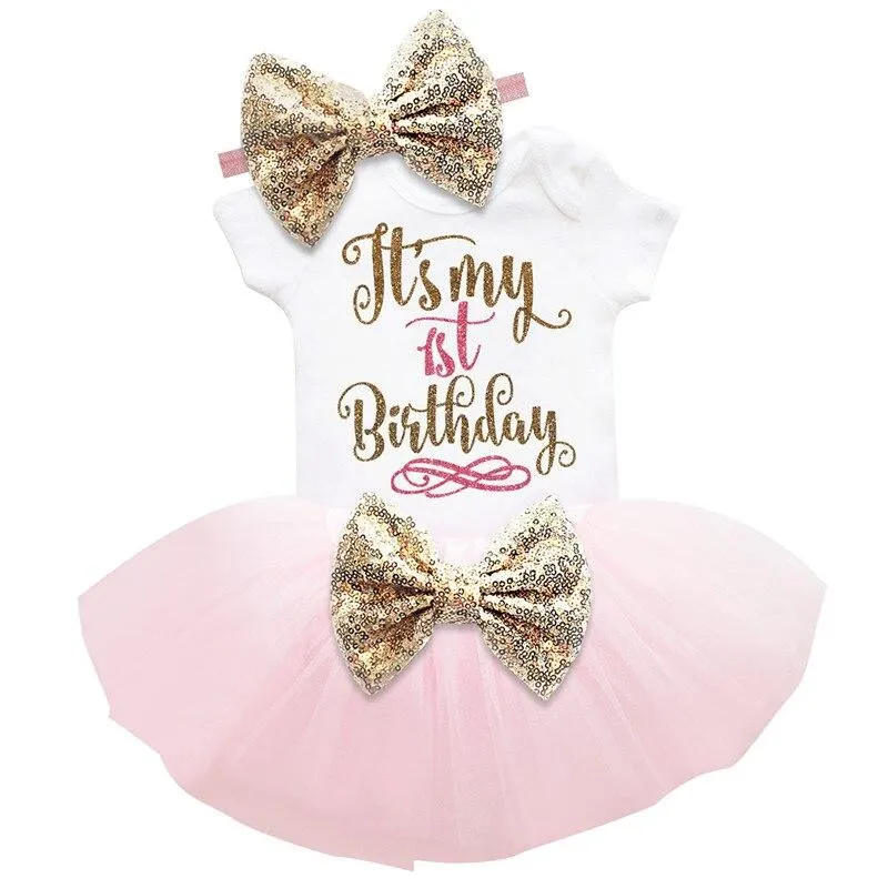 Fantasy 1 2 Year Birthday Baby Girl Dress Summer Girls Dots Clothes Kids Dresses For Girl Party Tutu Tutu Outfits 3pcs Clothing