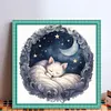 White Cat On The Moon - 11CT Stamped Cross Stitch - 50*50cm