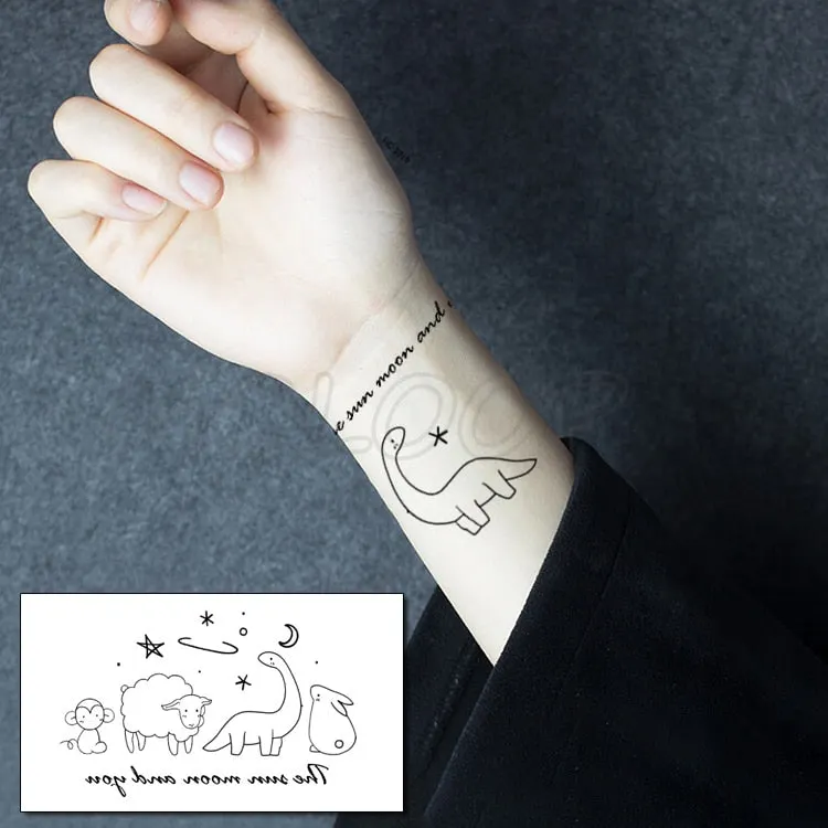 Tattoo Sticker Little Half Face Cat Element Small Animal Flower Water Transfer Temporary Fake Body Art Tatoo for Kid Girl Boy