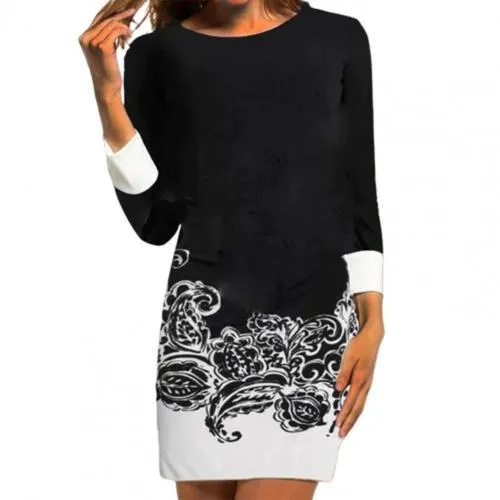 Vestidos Vintage Elegant Floral Short Dress Women Boho Long Sleeve Vestido Print Dress Evening Party Casual Mini Retro Dresses