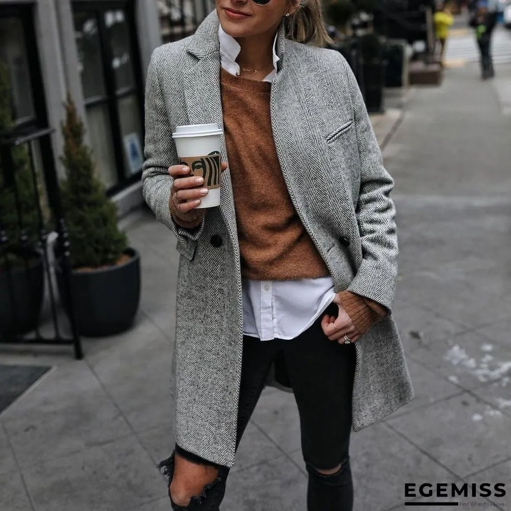 Autumn and Winter Casual Women's Coat Ins Loose Commuter Multicolor Coat | EGEMISS